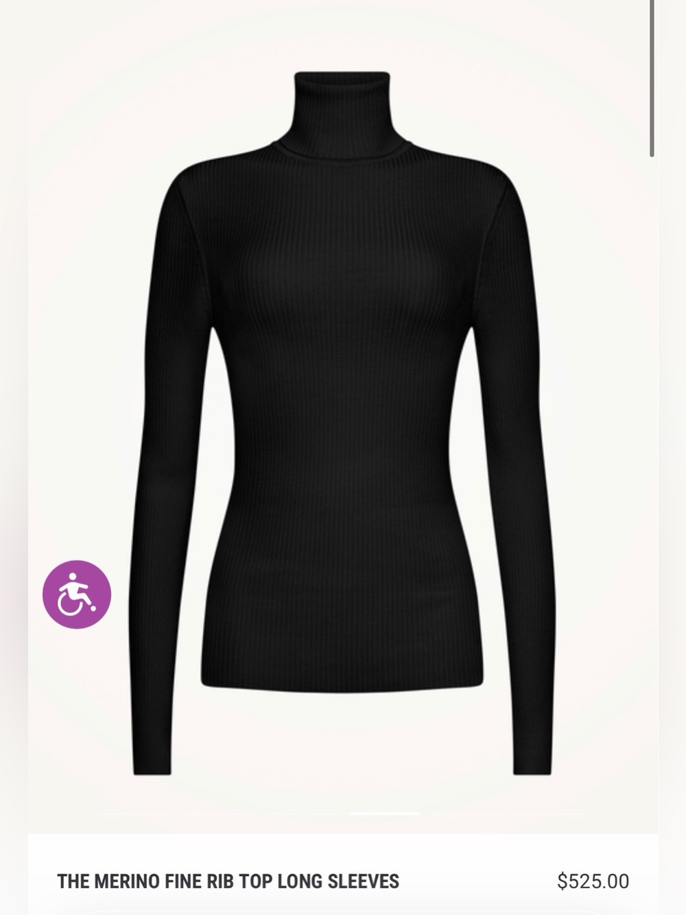 The Merino Fine Ribbed Top - Ribbed Turtleneck Long-Sleeve Top